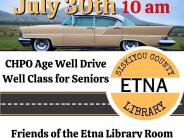 Image with a car and event info for Etna Library