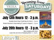 Information about Yreka Saturday events with a photo of arts& crafts, Nepal & bees